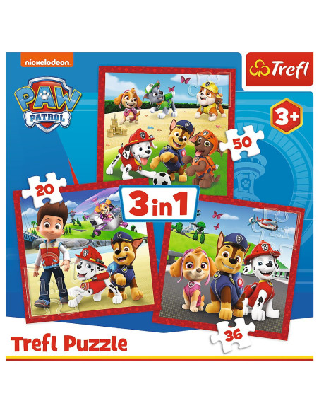 TR-34867,Puzzle Trefl 3in1 Patrula Catelusilor Catelusii Fericiti