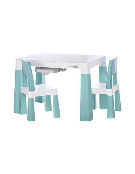46637,Set masuta si doua scaune pentru copii, Neo, Cu doua sertare, Cu masa reglabila la doua inaltimi, FreeON, Verde