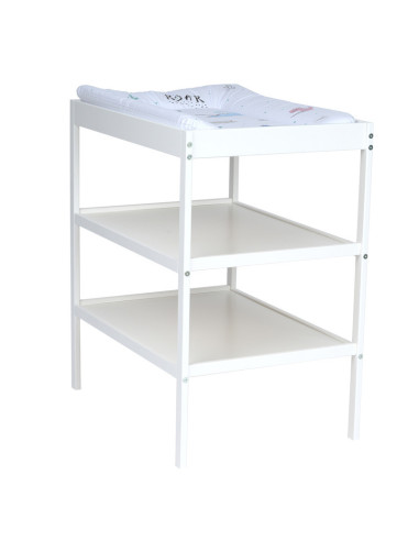 BN-QM-CHANGING_TABLE_WHITE,Qmini - Masuta de schimbat, Cu 2 polite pentru depozitare, Potrivita pentru saltelute de infasat de 7