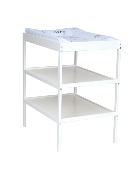 BN-QM-CHANGING_TABLE_WHITE,Qmini - Masuta de schimbat, Cu 2 polite pentru depozitare, Potrivita pentru saltelute de infasat de 7