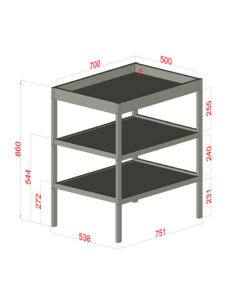 BN-QM-CHANGING_TABLE_WHITE,Qmini - Masuta de schimbat, Cu 2 polite pentru depozitare, Potrivita pentru saltelute de infasat de 7