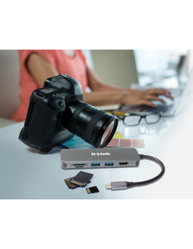 RY-DUB-2327,HUB extern D-LINK, porturi 2 x SuperSpeed USB 3.0, 1 x USB-C with data sync & power delivery up to 60W, 1 x HDMI 4k,