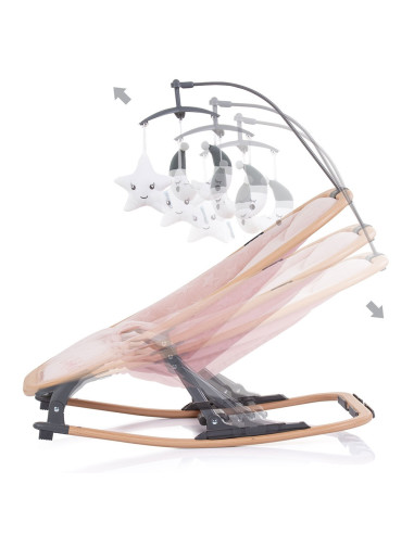 SHEVL02305RW,Scaunel balansoar Chipolino Velvet rose water wood