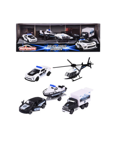 212053188,Majorette Set 5 Vehicule De Politie Metalice 7.5cm