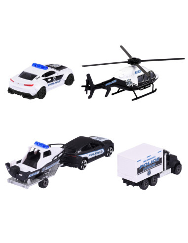 212053188,Majorette Set 5 Vehicule De Politie Metalice 7.5cm