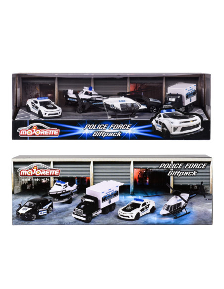 212053188,Majorette Set 5 Vehicule De Politie Metalice 7.5cm