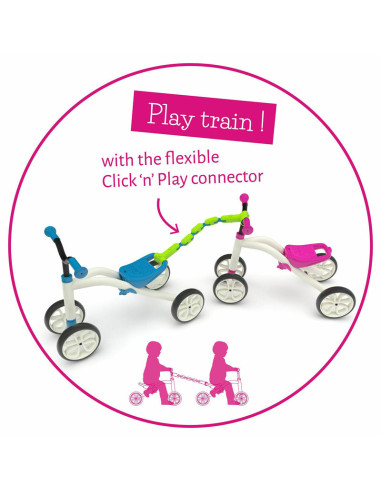 BN-CPQT01PIN,Tricicleta usoara RideOn Quadie cu remorca, Cu sa reglabila, Cu mic compartiment in sa, 3.8 Kg, Pentru 1 - 3 ani, C