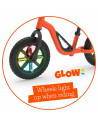 BN-CPCH02ORA,Bicicleta de echilibru usoara Charlie Glow, Cu ghidon si sa reglabile, Cu spite luminoase, Greutate 2.5 Kg, Cu roti