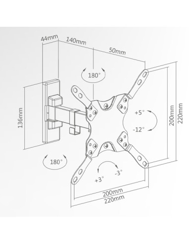 SUPSTV009,SUPORT de perete Superior, pt 1 TV/monitor plat, diagonala compatibila 13-42 inch, unghi reglabil sus-jos si stanga-dr SUPSTV009,SUPORT de perete Superior, pt 1 TV/monitor plat, diagonala compatibila 13-42 inch, unghi reglabil sus-jos si stanga-dr