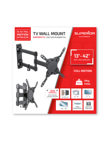 SUPSTV010,SUPORT de perete Superior, pt 1 TV/monitor plat, extra slim, diagonala compatibila 13-42 inch, unghi reglabil sus-jos  SUPSTV010,SUPORT de perete Superior, pt 1 TV/monitor plat, extra slim, diagonala compatibila 13-42 inch, unghi reglabil sus-jos