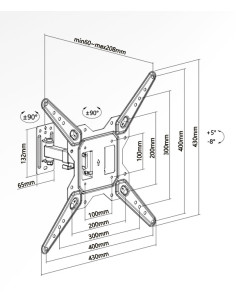 SUPSTV017,SUPORT de perete Superior, pt 1 TV/monitor plat, diagonala compatibila 23-55 inch, unghi reglabil sus-jos si stanga-dr 2