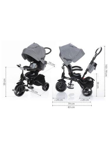 BS-41443,ZOPA - Tricicleta 6 moduri de utilizare Citi Trike Foggy Grey