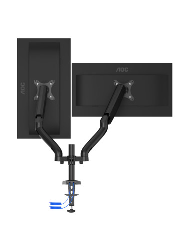 AD110DX,Brat sustinere AD110DX AOC 2 monitoare cu dimensiune maxima 27", fixare de birou, pivot 360gr, raza larga de inclinare, 