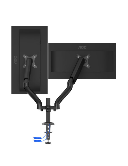 AD110DX,Brat sustinere AD110DX AOC 2 monitoare cu dimensiune maxima 27", fixare de birou, pivot 360gr, raza larga de inclinare, 