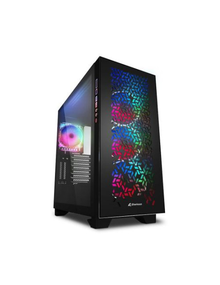 ELITE SHARK CA300H,Carcasa Sharkoon Elite Shark CA300H ATX, 8 sloturi de expansiune, 2x panouri tempered glass, 3x ventilatoare 