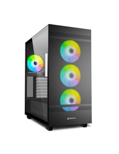 REBEL C50 B RGB,Carcasa Sharkoon Rebel C50 RGB Black MID Tower, Panou lateral din metal, sloturi de expansiune, 3x 3.5" drive ba