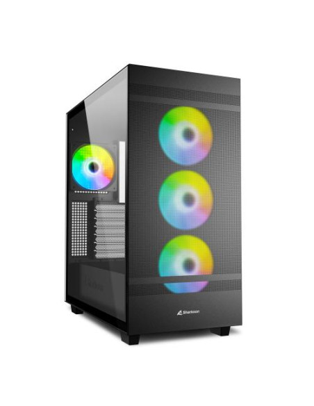 REBEL C50 B RGB,Carcasa Sharkoon Rebel C50 RGB Black MID Tower, Panou lateral din metal, sloturi de expansiune, 3x 3.5" drive ba