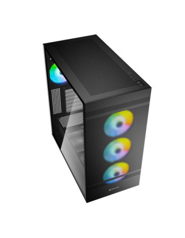 REBEL C50 B RGB,Carcasa Sharkoon Rebel C50 RGB Black MID Tower, Panou lateral din metal, sloturi de expansiune, 3x 3.5" drive ba