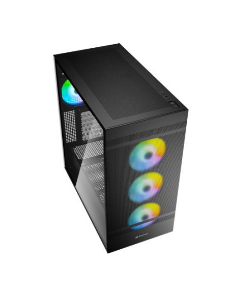 REBEL C50 B RGB,Carcasa Sharkoon Rebel C50 RGB Black MID Tower, Panou lateral din metal, sloturi de expansiune, 3x 3.5" drive ba
