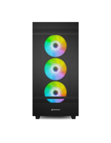REBEL C50 B RGB,Carcasa Sharkoon Rebel C50 RGB Black MID Tower, Panou lateral din metal, sloturi de expansiune, 3x 3.5" drive ba