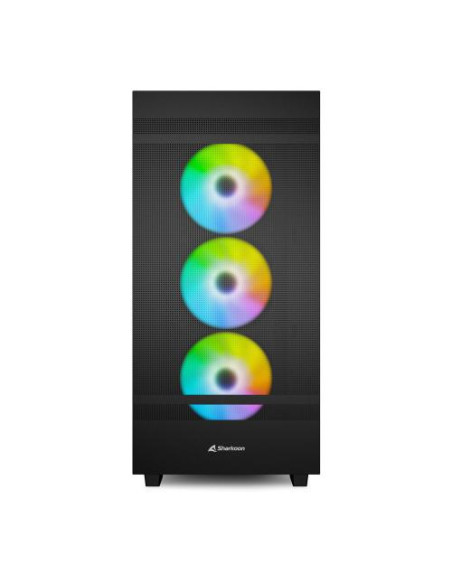 REBEL C50 B RGB,Carcasa Sharkoon Rebel C50 RGB Black MID Tower, Panou lateral din metal, sloturi de expansiune, 3x 3.5" drive ba