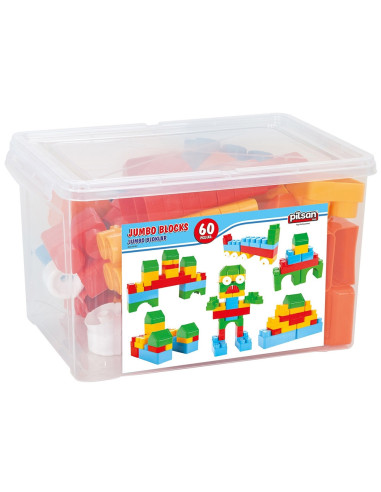 PL-03-227,Jucarie Pilsan Cuburi de construit in cutie Jumbo Blocks 60 piese