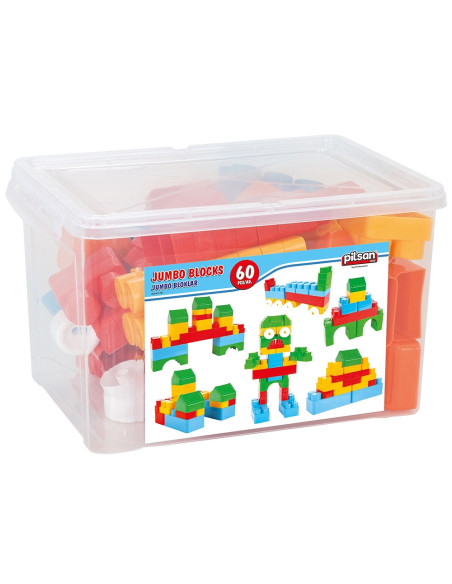 PL-03-227,Jucarie Pilsan Cuburi de construit in cutie Jumbo Blocks 60 piese
