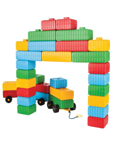 PL-03-251,Jucarie Pilsan Cuburi de construit Brick Blocks and Car Set 43 piese