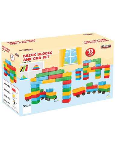 PL-03-251,Jucarie Pilsan Cuburi de construit Brick Blocks and Car Set 43 piese