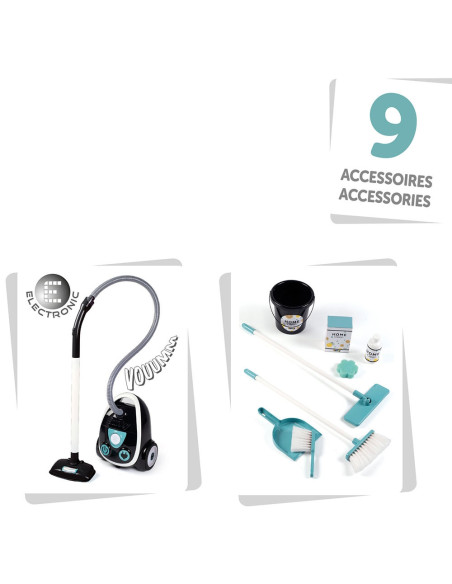 S7600330316,Jucarie Smoby Set curatenie cu troller si aspirator electronic negru