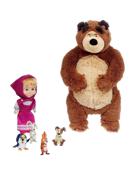 S109301073,Set Simba Masha and the Bear Masha 12 cm cu ursulet de plus 25 cm si 4 animale
