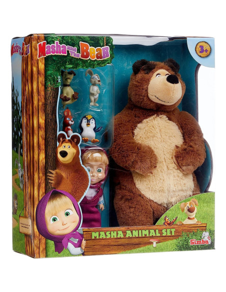 S109301073,Set Simba Masha and the Bear Masha 12 cm cu ursulet de plus 25 cm si 4 animale