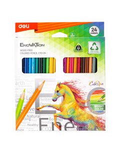 DLEC113-24,Creioane colorate plastic 24 culori deli