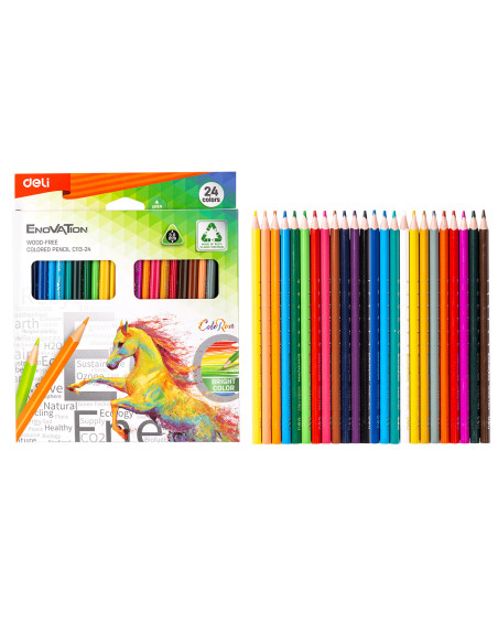 DLEC113-24,Creioane colorate plastic 24 culori deli