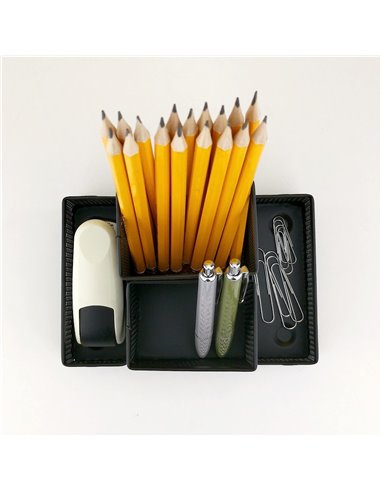 110446,Suport metalic instrumente de scris cu 4 compartimente LEVIATAN, Negru