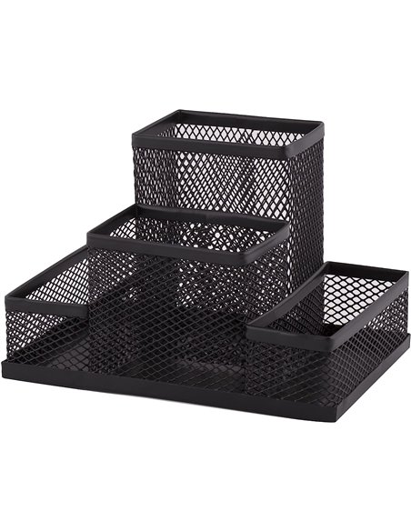 110446,Suport metalic instrumente de scris cu 4 compartimente LEVIATAN, Negru