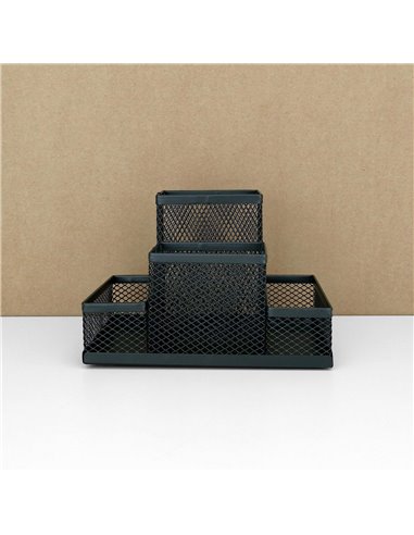 110446,Suport metalic instrumente de scris cu 4 compartimente LEVIATAN, Negru