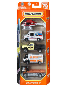 MTC1817_GVY43,Matchbox Set 5 Masinute Metalice City Adventure Ii Scara 1:64