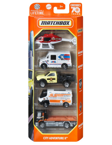 MTC1817_GVY43,Matchbox Set 5 Masinute Metalice City Adventure Ii Scara 1:64