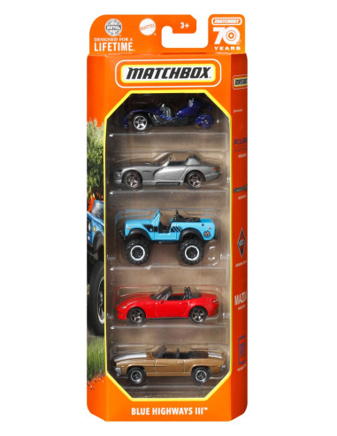 MTC1817_HKY23,Matchbox Set 5 Masinute Metalice Blue Highways Ii Scara 1:64