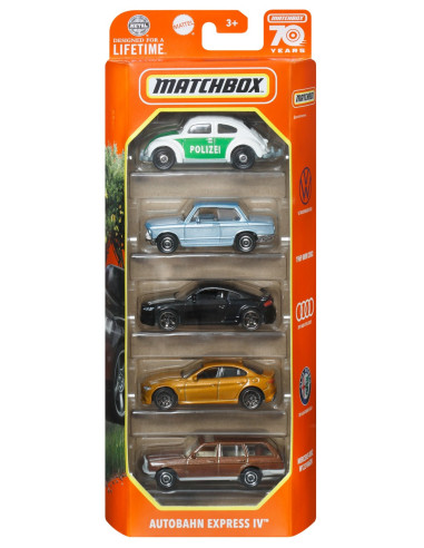 MTC1817_HKY25,Matchbox Set 5 Masinute Metalice Autobahn Express Iv Scara 1:64