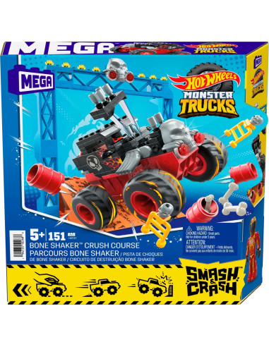 MTHKF87,Hot Wheels Monster Truck Mega Set Constructie Cursa Bone Shaker Crush
