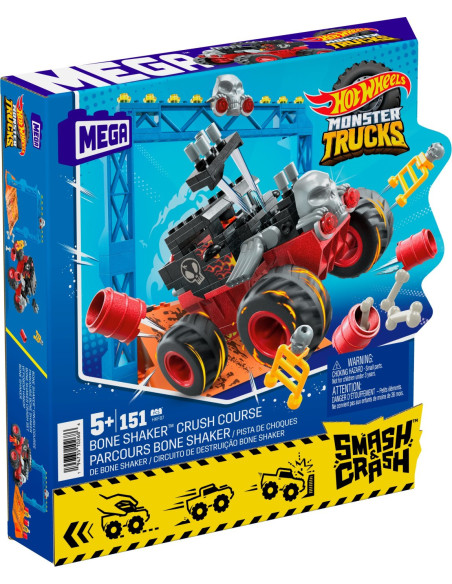 MTHKF87,Hot Wheels Monster Truck Mega Set Constructie Cursa Bone Shaker Crush