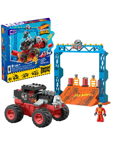 MTHKF87,Hot Wheels Monster Truck Mega Set Constructie Cursa Bone Shaker Crush