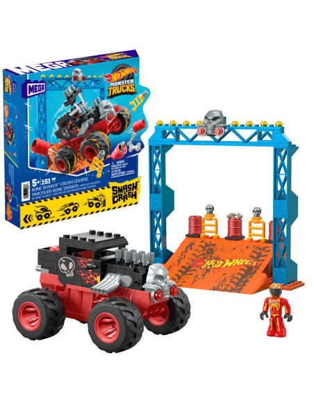 MTHKF87,Hot Wheels Monster Truck Mega Set Constructie Cursa Bone Shaker Crush