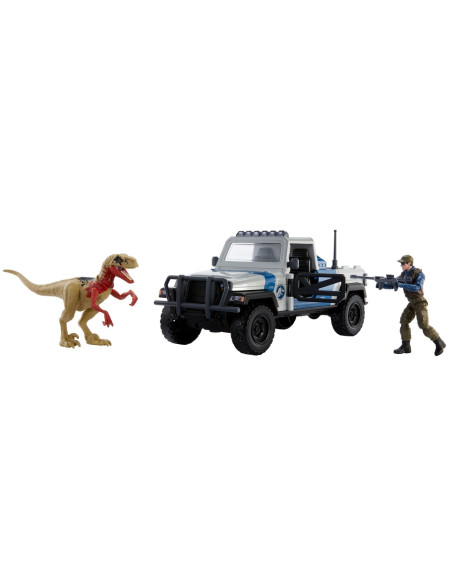MTHKY13,Jurassic World Dino Trackers Set Camioneta Search And Smash Si Dinozaur Atrociraptor