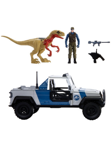 MTHKY13,Jurassic World Dino Trackers Set Camioneta Search And Smash Si Dinozaur Atrociraptor