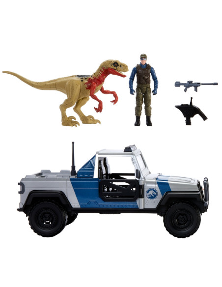 MTHKY13,Jurassic World Dino Trackers Set Camioneta Search And Smash Si Dinozaur Atrociraptor