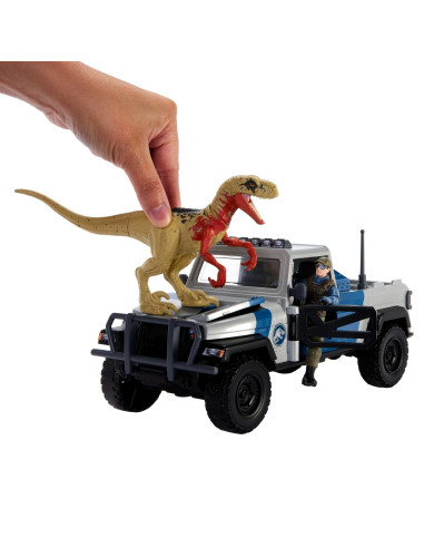 MTHKY13,Jurassic World Dino Trackers Set Camioneta Search And Smash Si Dinozaur Atrociraptor