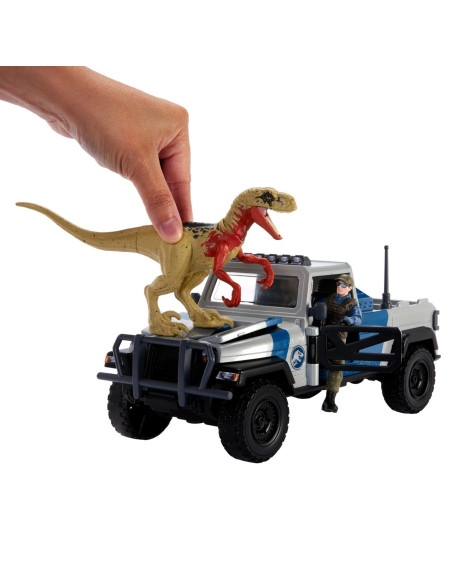 MTHKY13,Jurassic World Dino Trackers Set Camioneta Search And Smash Si Dinozaur Atrociraptor